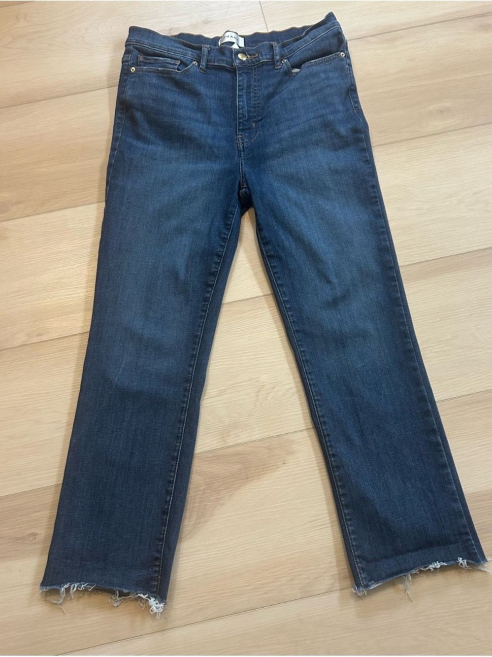 Frame high waisted crop straight leg jeans